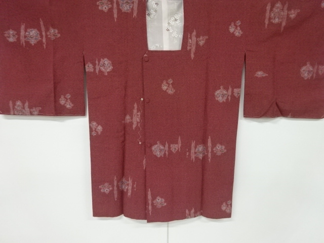 JAPANESE KIMONO / VINTAGE MICHIYUKI COAT / WOVEN ABSTRACT FLOWER